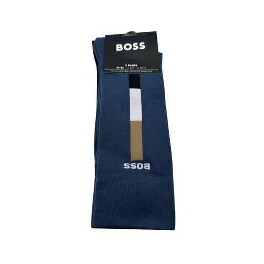 BOSS BOSS Erkek Esnek Pamuklu İkonik BOSS Şerit Çizgi Detaylı Lacivert Çorap 50531084-425