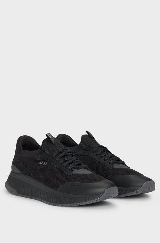 BOSS BOSS Erkek Marka Logolu Bağcıklı Kaydırmaz Tabanlı Günlük Siyah Sneaker 50523113-002
