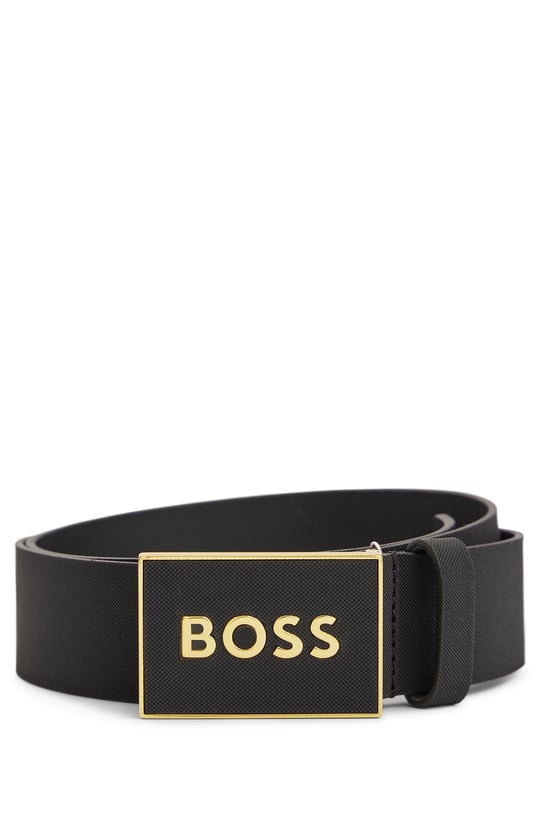 BOSS BOSS Erkek Marka Logolu Deri Günlük Kullanım Siyah2 Kemer 50471333-002