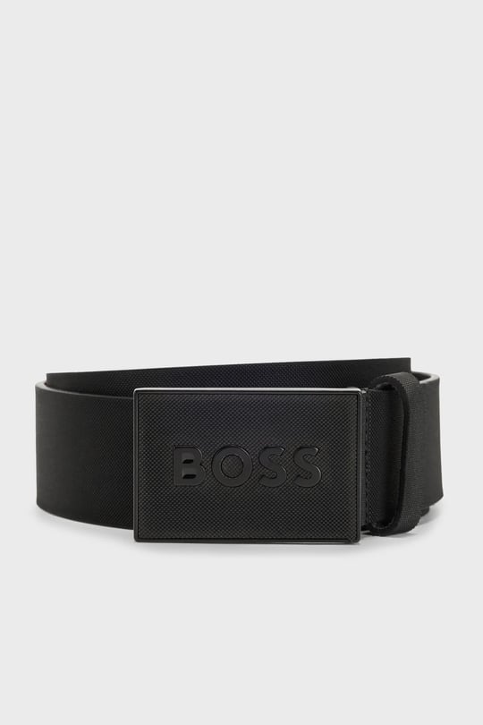 BOSS  BOSS Erkek Marka Logolu Deri Günlük Kullanım Siyah Kemer 50471333-001