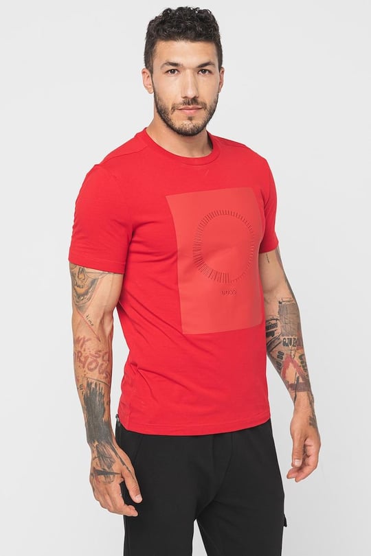 BOSS BOSS Erkek Marka Logolu Kısa Kol Yuvarlak Yaka Kırmızı T-Shirt 50494337-610
