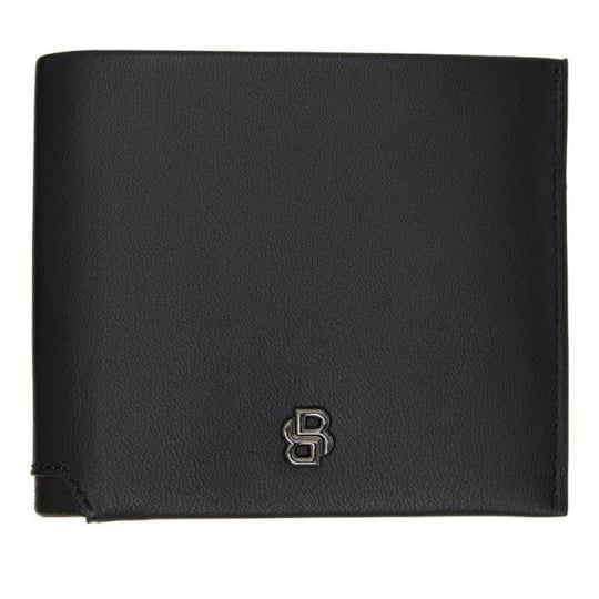 BOSS  BOSS Erkek Metalik Monogram Logolu 8 Kart Bölmeli Hakiki Deri Siyah Cüzdan 50568411-001
