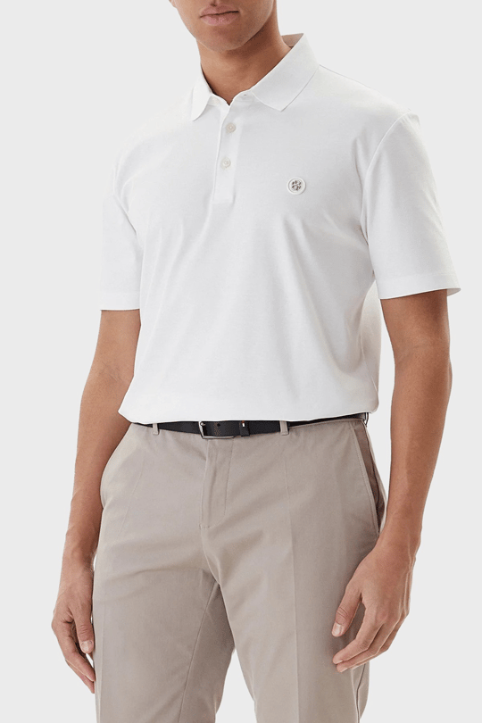 BOSS  BOSS Erkek Monogram Logo Kabartmalı Normal Kalıp Yumuşak Pamuklu Kısa Kollu Beyaz Polo Yaka T-Shirt 50555829-100