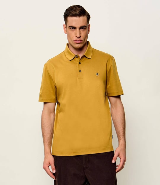 BOSS  BOSS Erkek Monogram Logo Kabartmalı Normal Kalıp Yumuşak Pamuklu Kısa Kollu Sarı Polo Yaka T-Shirt 50555829-714