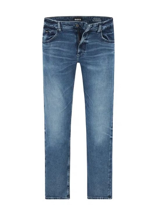 BOSS  BOSS Erkek Normal Kalıp Düz Paça Esnek Denim Mavi Jeans 50564370-444