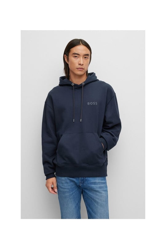 BOSS BOSS Erkek oversize fit Uzun Kollu Düz kapuşonlu yaka 404 Sweatshirt 50472985-404