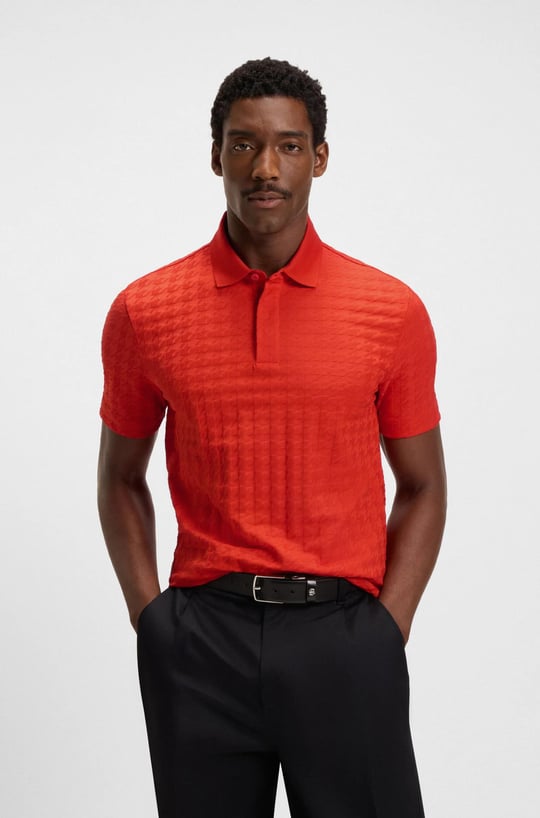 BOSS BOSS Erkek Pamuklu Marka Logolu Kısa Kollu Polo Yaka Kırmızı Polo Yaka T-Shirt 50543666-802