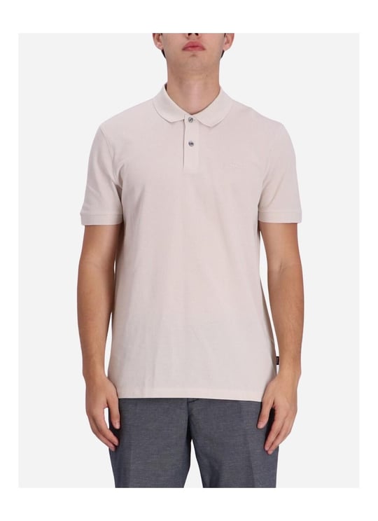 BOSS BOSS Erkek Pamuklu Polo Yakalı Düğme Kapamalı Kısa Kollu Bej Polo Yaka T-Shirt 50468301-131