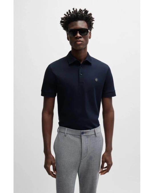 BOSS BOSS Erkek Polo Yaka Düğme Kapamalı Kısa Kol Lacivert Polo Yaka T-Shirt 50520297-404