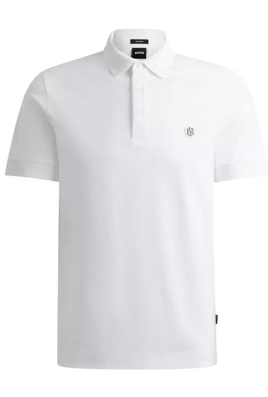 BOSS BOSS Erkek Polo Yaka Düğme Kapamalı Kısa Kol Beyaz Polo Yaka T-Shirt 50520297-100