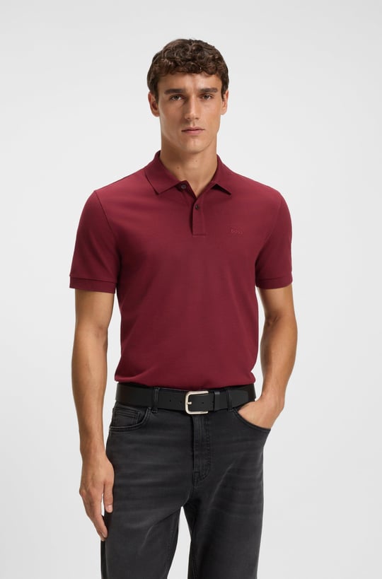 BOSS  BOSS Erkek Polo Yaka Regular Fit Pamuklu Kısa Kollu Koyu Kırmızı Polo Yaka T-Shirt 50468362-602