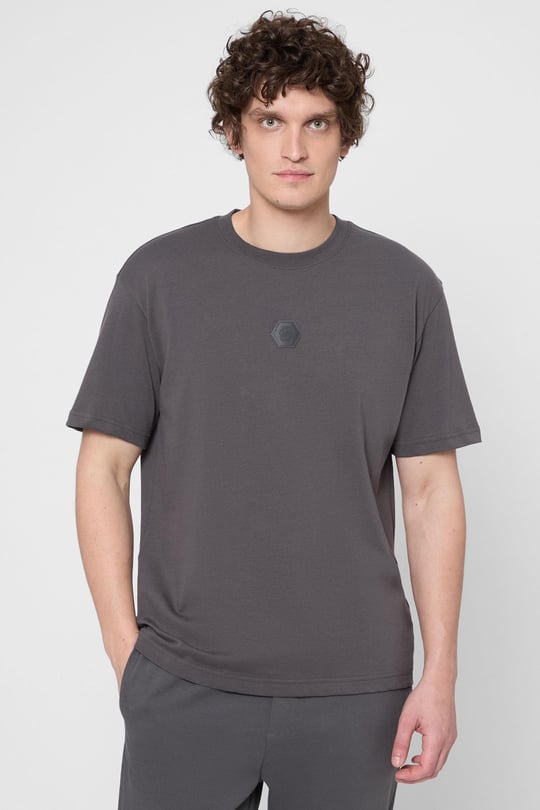 BOSS BOSS Erkek Rahat Kalıp %100 Pamuk Yuvarlak Yaka Kısa Kollu Gri T-Shirt 50544316-027