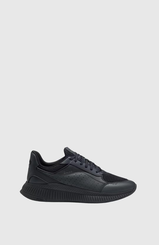BOSS  BOSS Erkek Rahat Yüksek Taban File ve Deri Karışımlı Siyah Sneaker 50548717-005