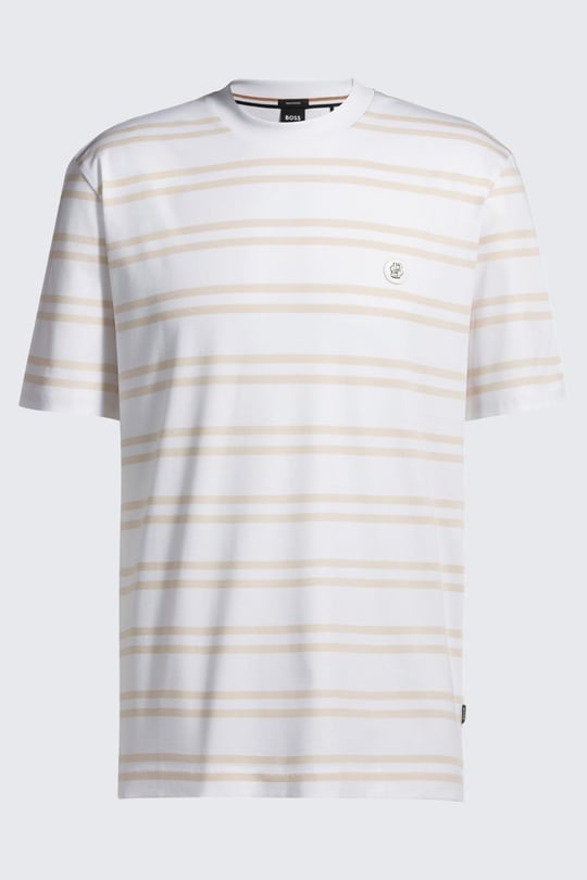 BOSS BOSS Erkek Regular Fit Bisiklet Yaka Marka Logolu Beyaz-Turuncu T-Shirt 50520298-101