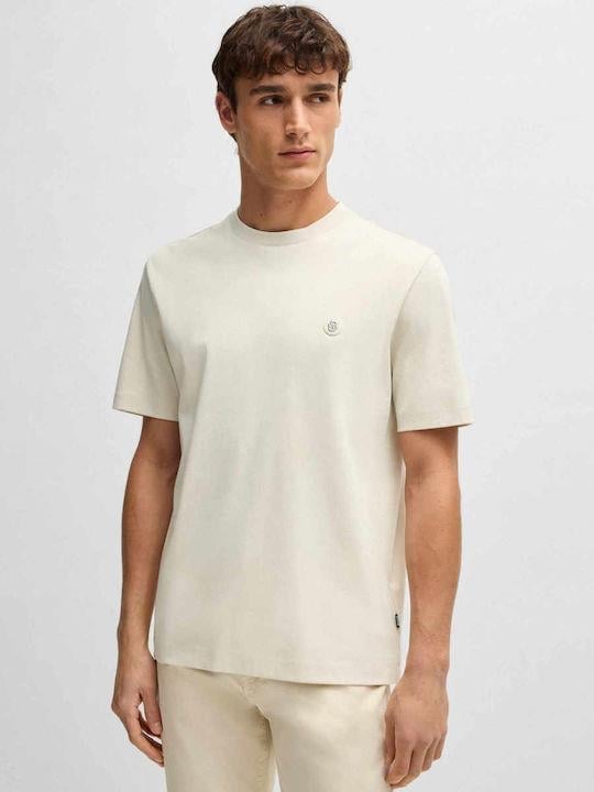 BOSS  BOSS Erkek Regular Fit Bisiklet Yaka Marka Logolu Bej T-Shirt 50520298-131