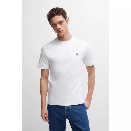 BOSS BOSS Erkek Regular Fit Bisiklet Yaka Marka Logolu Beyaz T-Shirt 50520298-100