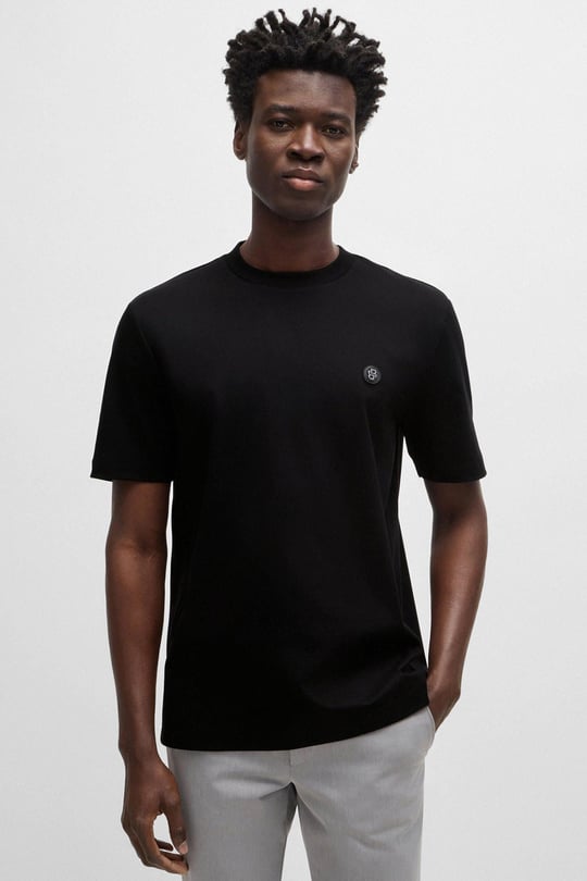 BOSS BOSS Erkek Regular Fit Bisiklet Yaka Marka Logolu Siyah T-Shirt 50520298-001