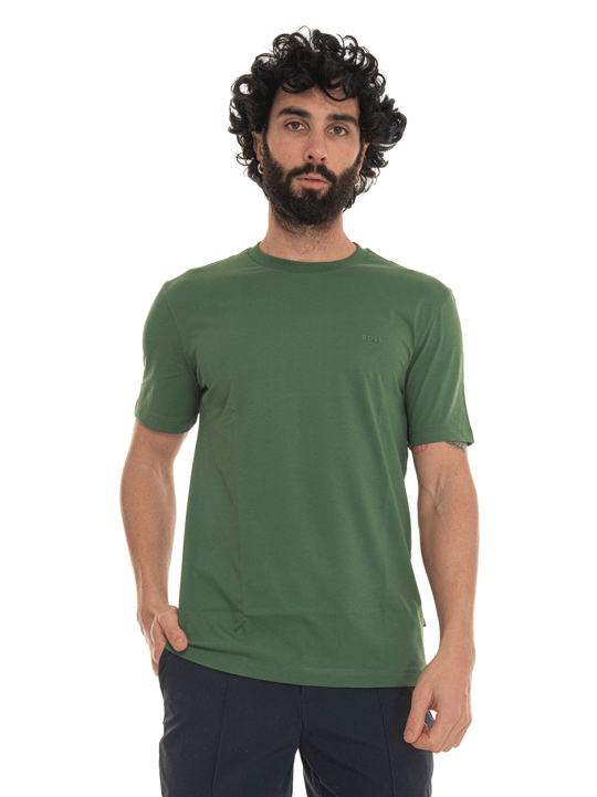 BOSS  BOSS Erkek regular fit Kısa Kollu Düz Bisiklet Yaka Yeşil T-Shirt 50468347-348