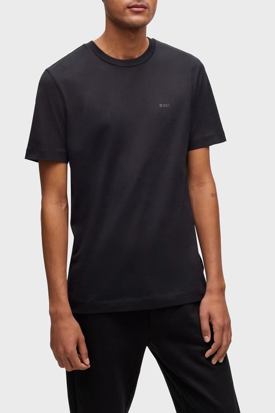 BOSS BOSS Erkek regular fit Kısa Kollu Düz Bisiklet Yaka Siyah T-Shirt 50468347-001