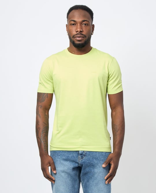BOSS BOSS Erkek regular fit Kısa Kollu Düz Bisiklet Yaka Açık Yeşil T-Shirt 50468347-331