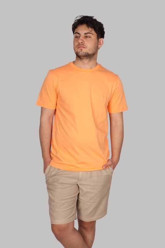 BOSS BOSS Erkek regular fit Kısa Kollu Düz Bisiklet Yaka Turuncu T-Shirt 50468347-813