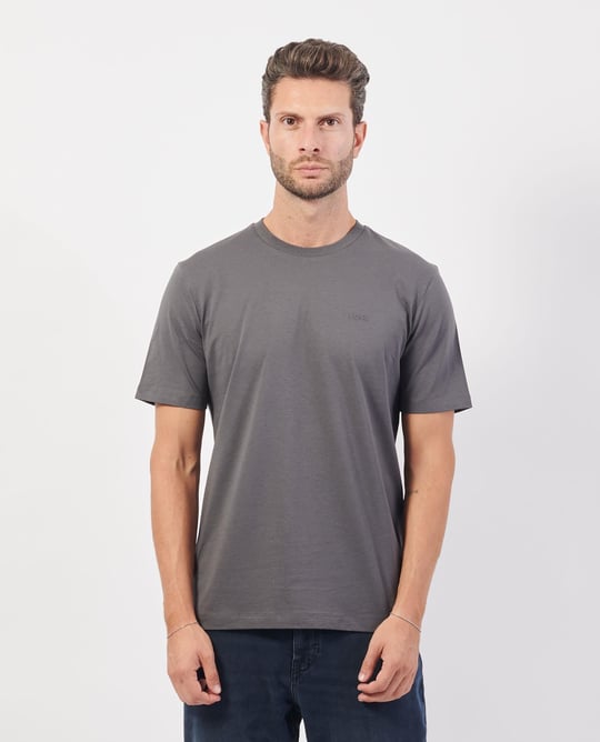 BOSS BOSS Erkek regular fit Kısa Kollu Düz Bisiklet Yaka Gri T-Shirt 50468347-032