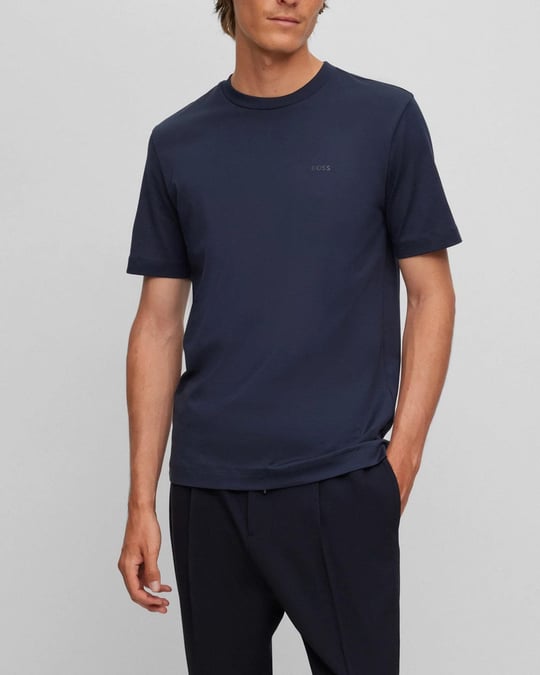 BOSS BOSS Erkek regular fit Kısa Kollu Düz Bisiklet Yaka Lacivert T-Shirt 50468347-404