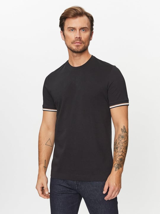 BOSS BOSS Erkek regular fit Kısa Kollu Düz Bisiklet Yaka Siyah T-Shirt 50501097-001