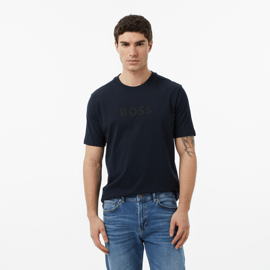 BOSS  BOSS Erkek Regular Fit Yuvarlak Yakalı Pamuklu Kısa Kollu Lacivert T-Shirt 50553652-402