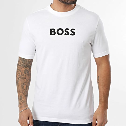 BOSS  BOSS Erkek Regular Fit Yuvarlak Yakalı Pamuklu Kısa Kollu Beyaz Polo Yaka T-Shirt 50553652-100