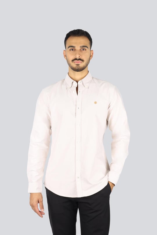 BOSS  BOSS Erkek Slim Fit %100 Pamuklu Logo İşlemeli Uzun Kollu Bej Gömlek 50544951-260