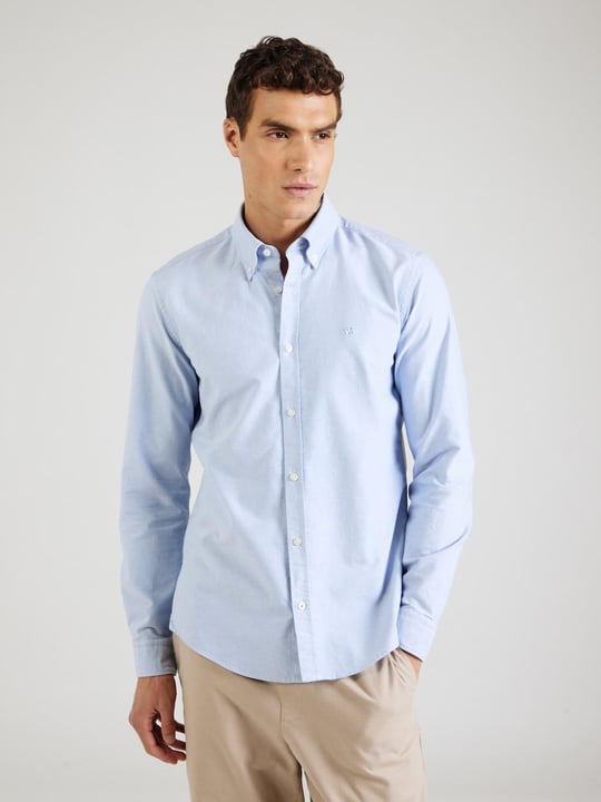 BOSS BOSS Erkek Slim Fit %100 Pamuklu Logo İşlemeli Uzun Kollu Mavi Gömlek 50544951-450