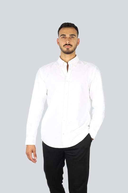 BOSS BOSS Erkek Slim Fit %100 Pamuklu Logo İşlemeli Uzun Kollu Beyaz Gömlek 50544951-100