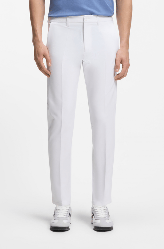 BOSS  BOSS Erkek Slim Fit Çabuk Kuruyan Su Tutmayan Dar Paça Beyaz Pantolon 50534303-100