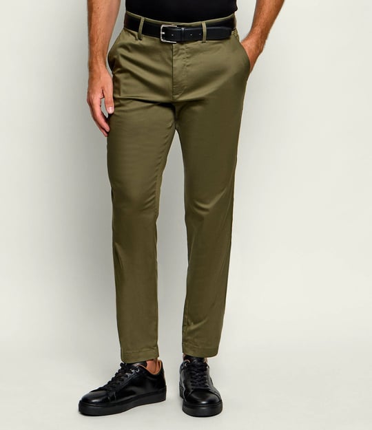 BOSS  BOSS Erkek Slim Fit Normal Bel Daralan Paça Cep Detay Haki Pantolon 50553841-347