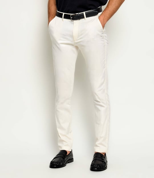 BOSS  BOSS Erkek Slim Fit Normal Bel Daralan Paça Cep Detay Beyaz Pantolon 50553841-118