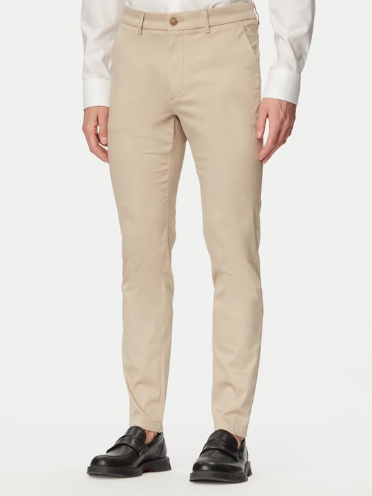 BOSS  BOSS Erkek Slim Fit Normal Bel Daralan Paça Cep Detay Bej Pantolon 50553841-286