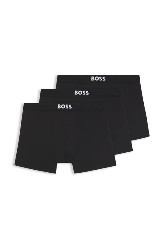BOSS  BOSS Erkek Üçlü Paket Esnek Mikrofiber Kumaşlı Logo Detaylı Elastik Bel Bantlı Siyah Boxer 50555054-001