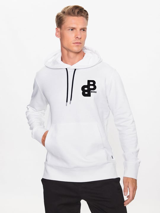 BOSS BOSS Erkek Uzun kollu Günlük Kullanım Normal kesim Beyaz Sweatshirt 50499925-100