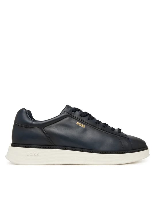 BOSS  BOSS Erkek Yumuşak Deri Bağcıklı Süper Hafif Dış Taban Lacivert Sneaker 50568773-401