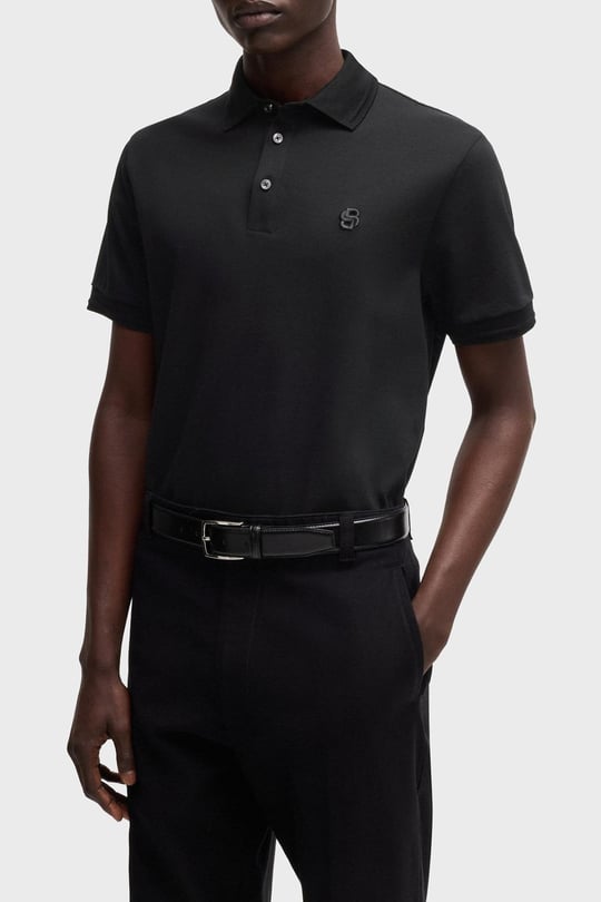 BOSS BOSS Erkek Yumuşak Merserize Pamuklu Normal Kesim Kısa Kollu Siyah Polo Yaka T-Shirt 50533355-001