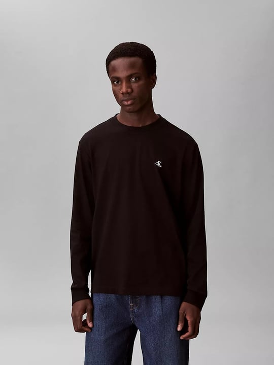 Calvin Klein Calvin Klein Erkek Bisiklet Yaka Uzun Kol Pamuklu Regular Fit Siyah T-Shirt LV04RD247G-UB1