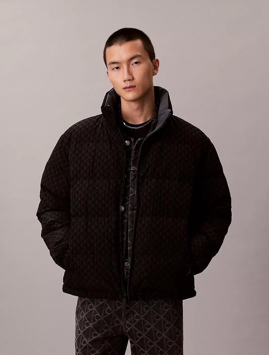 Calvin Klein Calvin Klein Erkek Dik Yakalı CK Logo Baskılı Şişme Siyah Ceket LV04RE500G-UB1