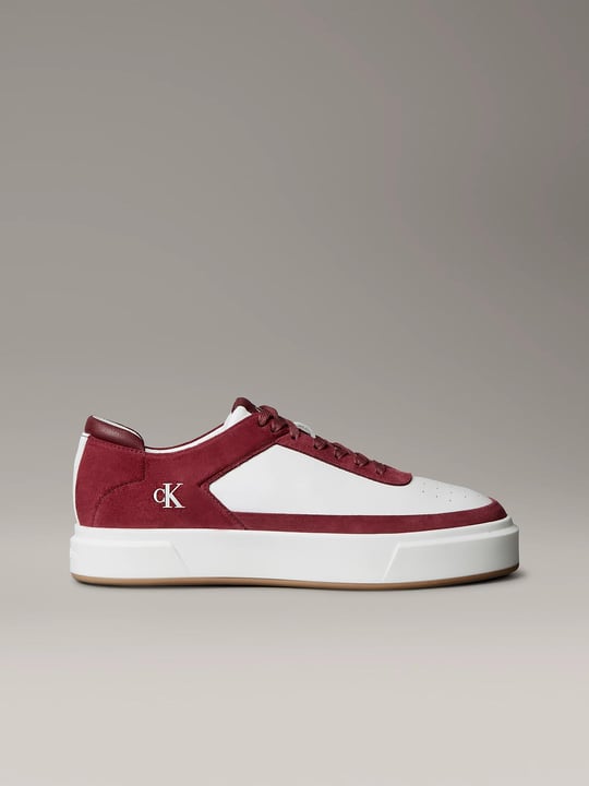 Calvin Klein Calvin Klein Erkek Düşük Bilekli Yüksek Taban Nefes Alabilen Üst Yüzeyli Deri Beyaz-Kırmızı Sneaker YM0YM01354-0K7