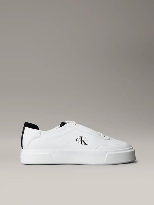 Calvin Klein Calvin Klein Erkek Düşük Bilekli Yüksek Taban Nefes Alabilen Üst Yüzeyli Deri Beyaz Sneaker YM0YM01354-0GM