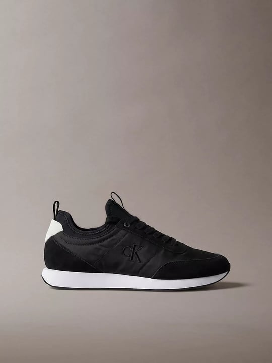 Calvin Klein Calvin Klein Erkek Düz Rahat Taban Bağlamalı CK Yazı Desenli Deri Siyah2 Sneaker YM0YM01414-0GM
