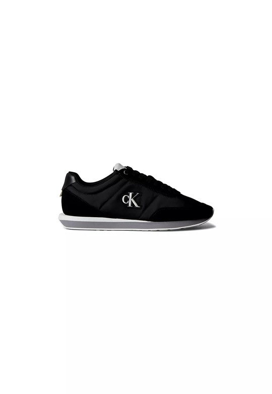 Calvin Klein Calvin Klein Erkek Düz Rahat Taban Bağlamalı CK Yazı Desenli Deri Siyah Sneaker YM0YM01361-01Q