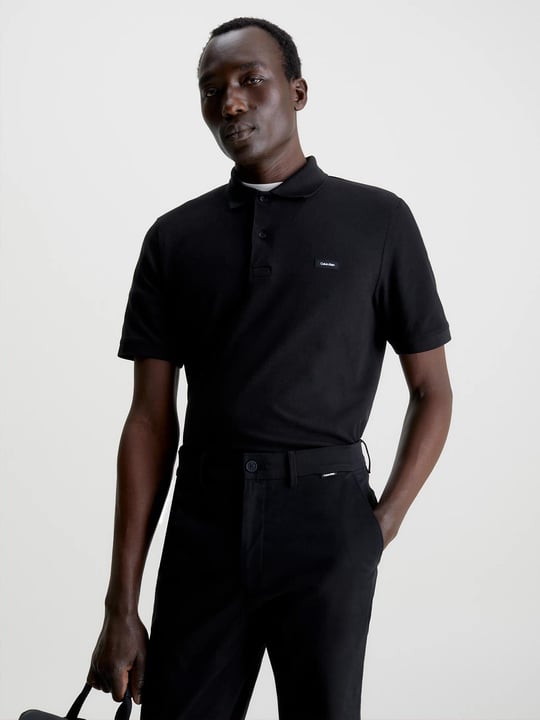 Calvin Klein Calvin Kleın Erkek Marka Logolu Polo Yakalı Organik Pamuklu Siyah Polo Yaka T-Shirt K10K111196-BEH