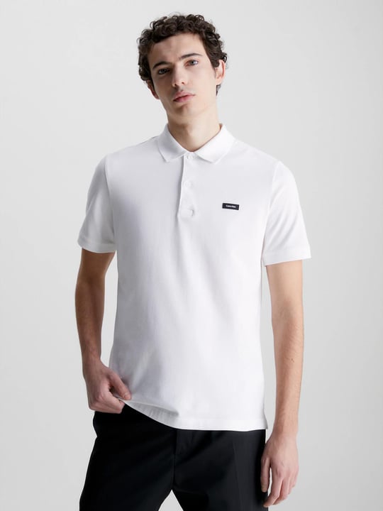 Calvin Klein Calvin Kleın Erkek Marka Logolu Polo Yakalı Organik Pamuklu Beyaz Polo Yaka T-Shirt K10K111196-YAF
