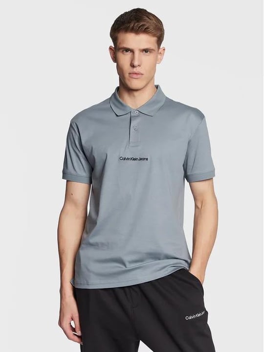 Calvin Klein Calvin Kleın Erkek Marka Logolu Polo Yakalı Organik Pamuklu Gri Polo Yaka T-Shirt J30J322853-PN6